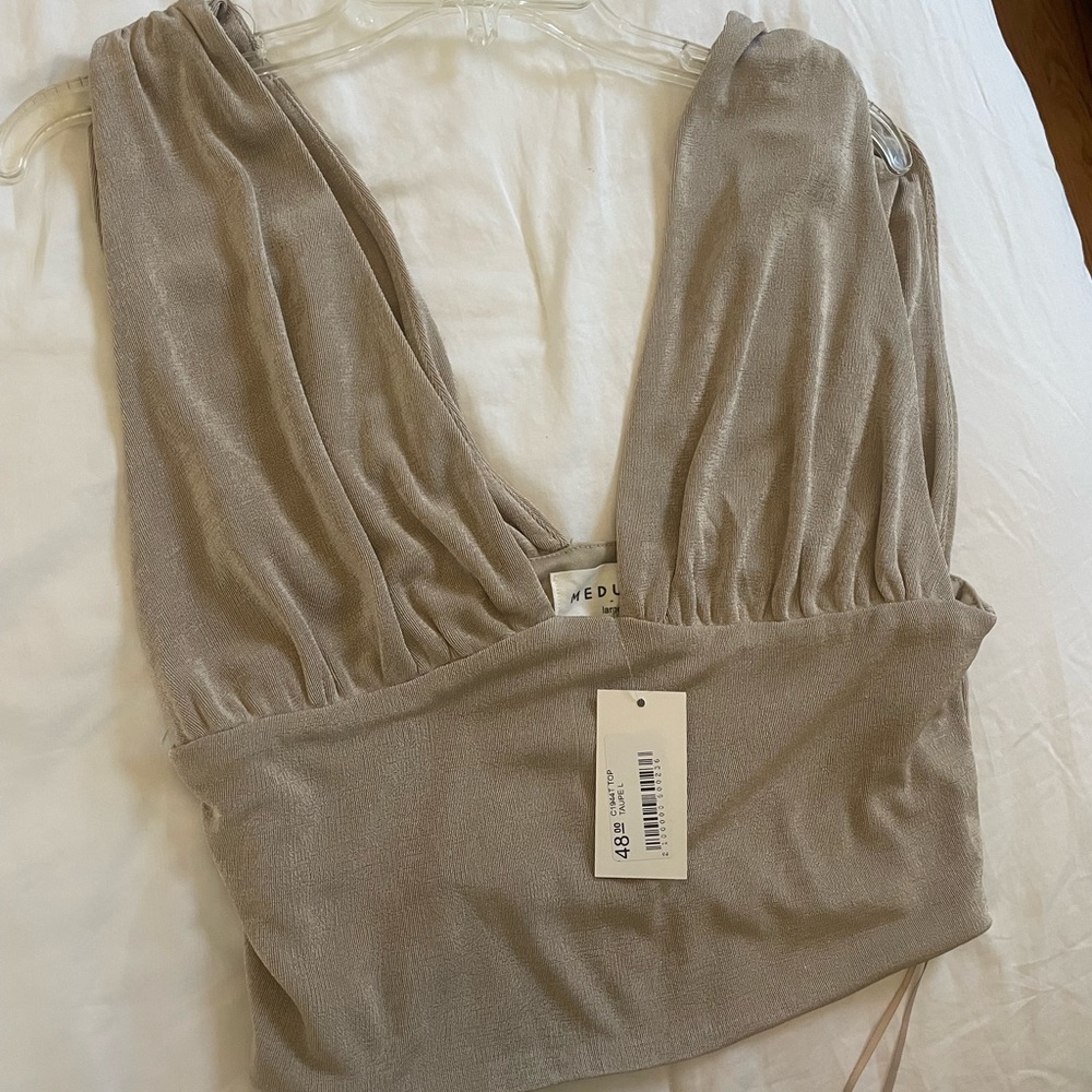 Taupe tank top, going out shirt